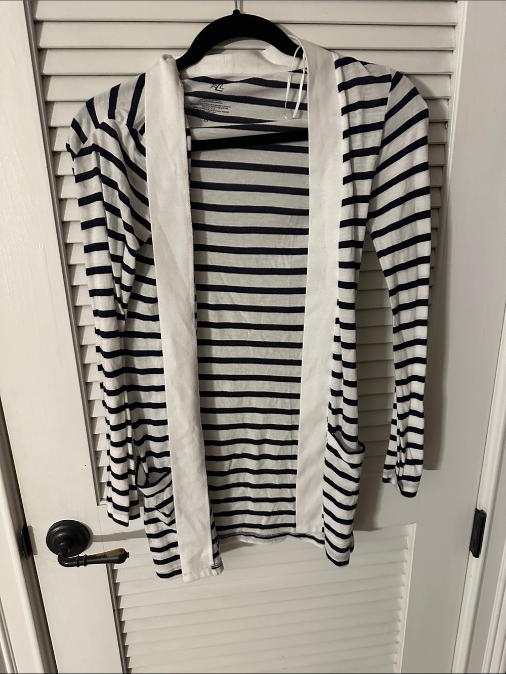 Ralph Lauren Navy & White Striped Open-Front Cardigan